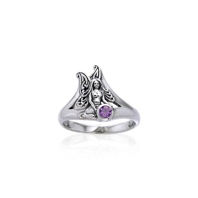 Fairy Holding Gem Silver Ring TRI519 Ring