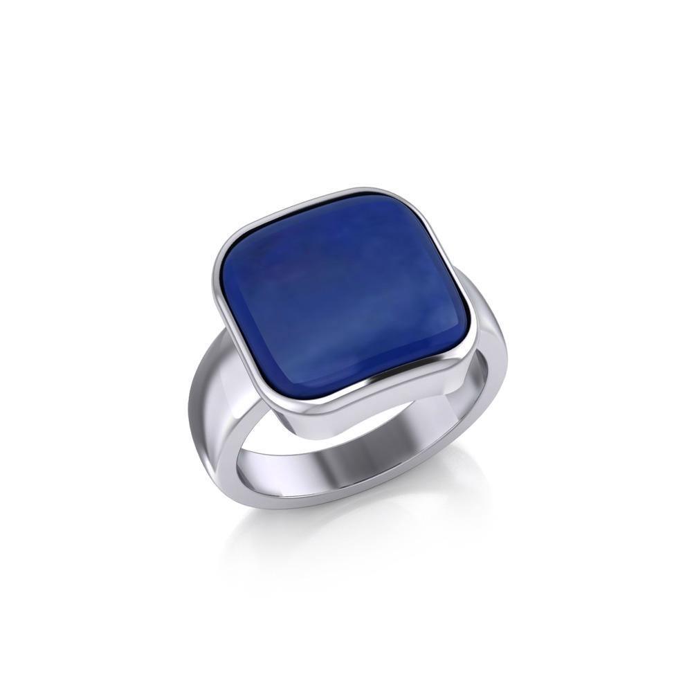 Modern Square Inlaid Silver Ring TRI530 Ring