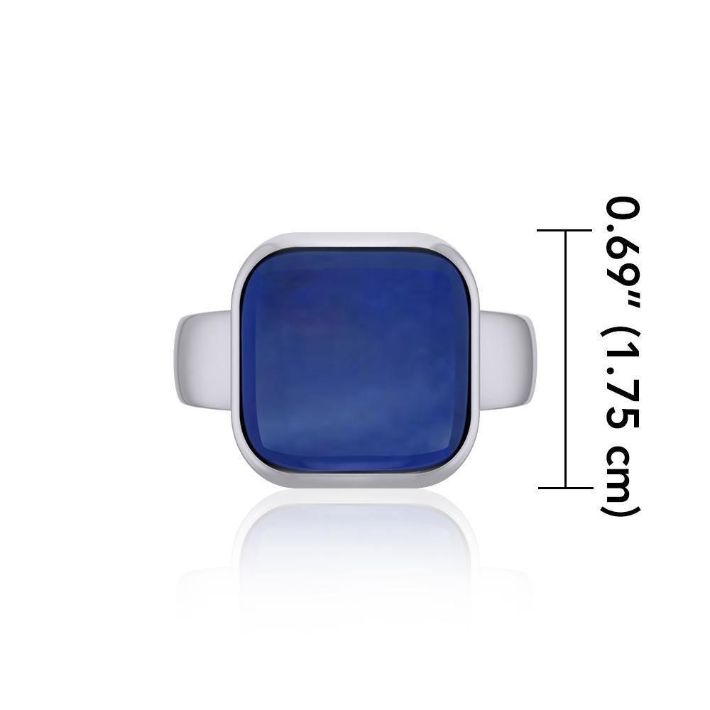 Modern Square Inlaid Silver Ring TRI530 Ring