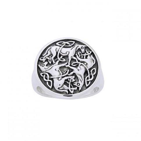 Celtic Knot Horse Ring TRI901 - Wholesale Jewelry