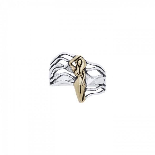 Dancing Goddess Gold Accent Silver Ring TRV3682 Ring