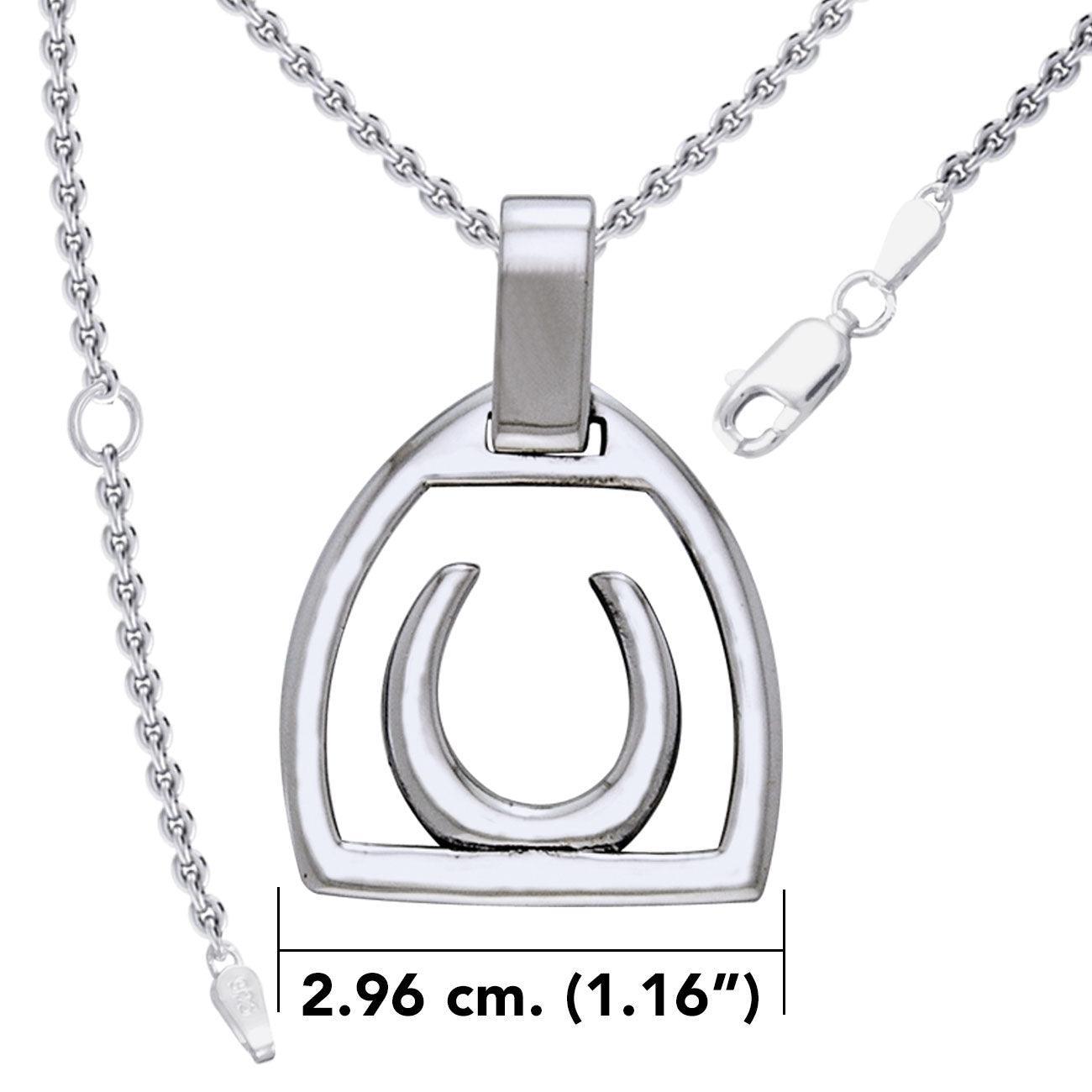 Horseshoe Stirrup Silver Pendant with Chain Set TSE966 - peterstone.dropshipping