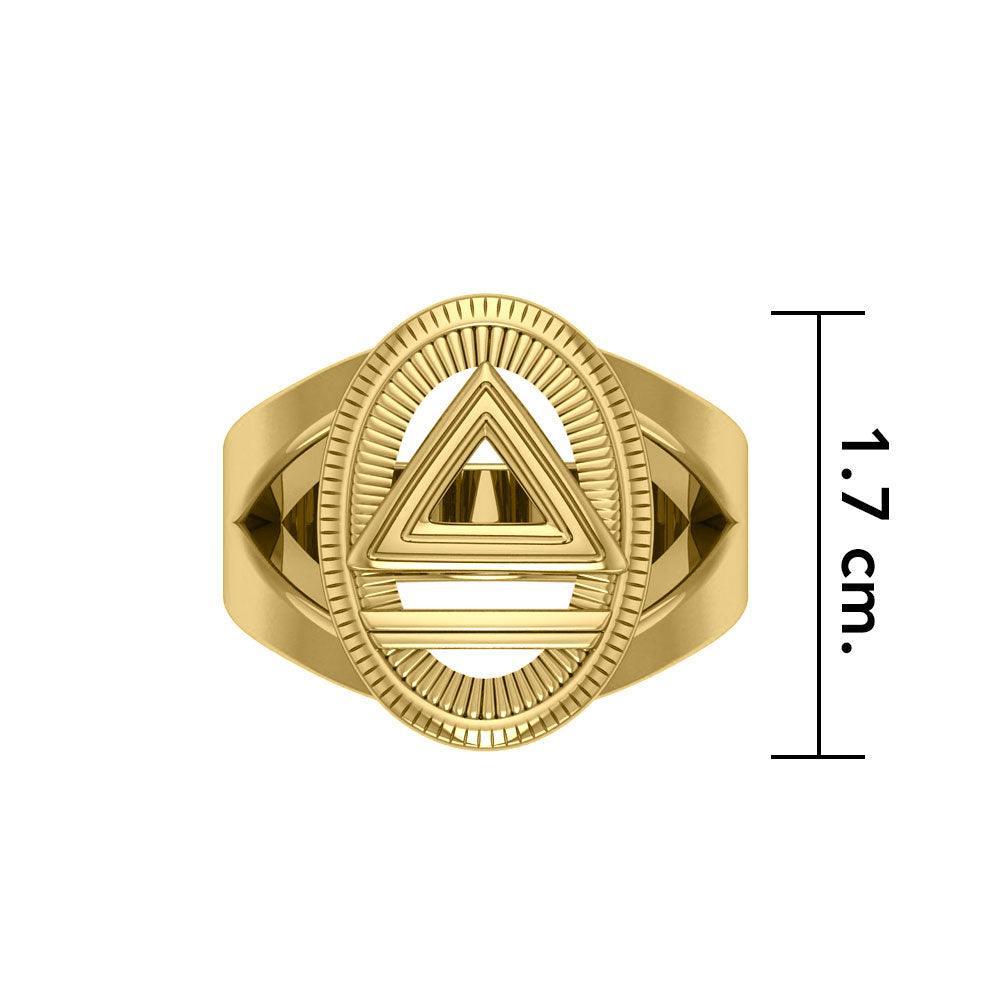 System Energy Symbol Gold Vermeil Plate on Silver Ring VRI1091 Hollow Version - peterstone.dropshipping