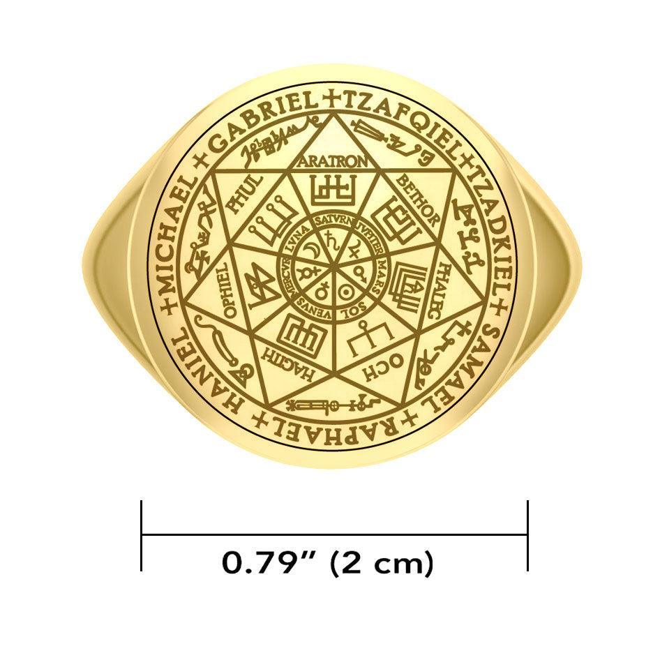 Seven Archangels Seals 18K Gold Vermeil Plate on Silver Signet Men Ring VRI1990 - peterstone.dropshipping