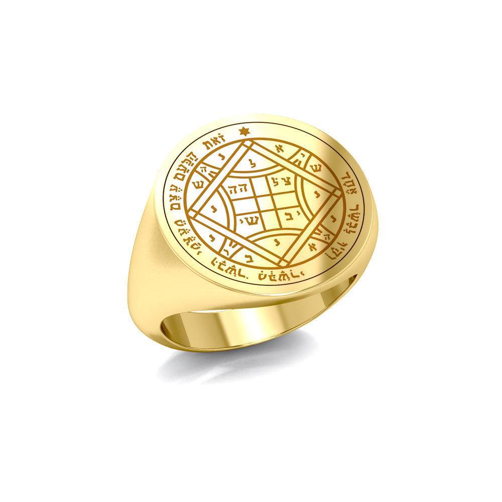 Solomon Seal of Love 18K Gold Vermeil Plate on Sterling Silver Signet Men Ring VRI1993 - peterstone.dropshipping