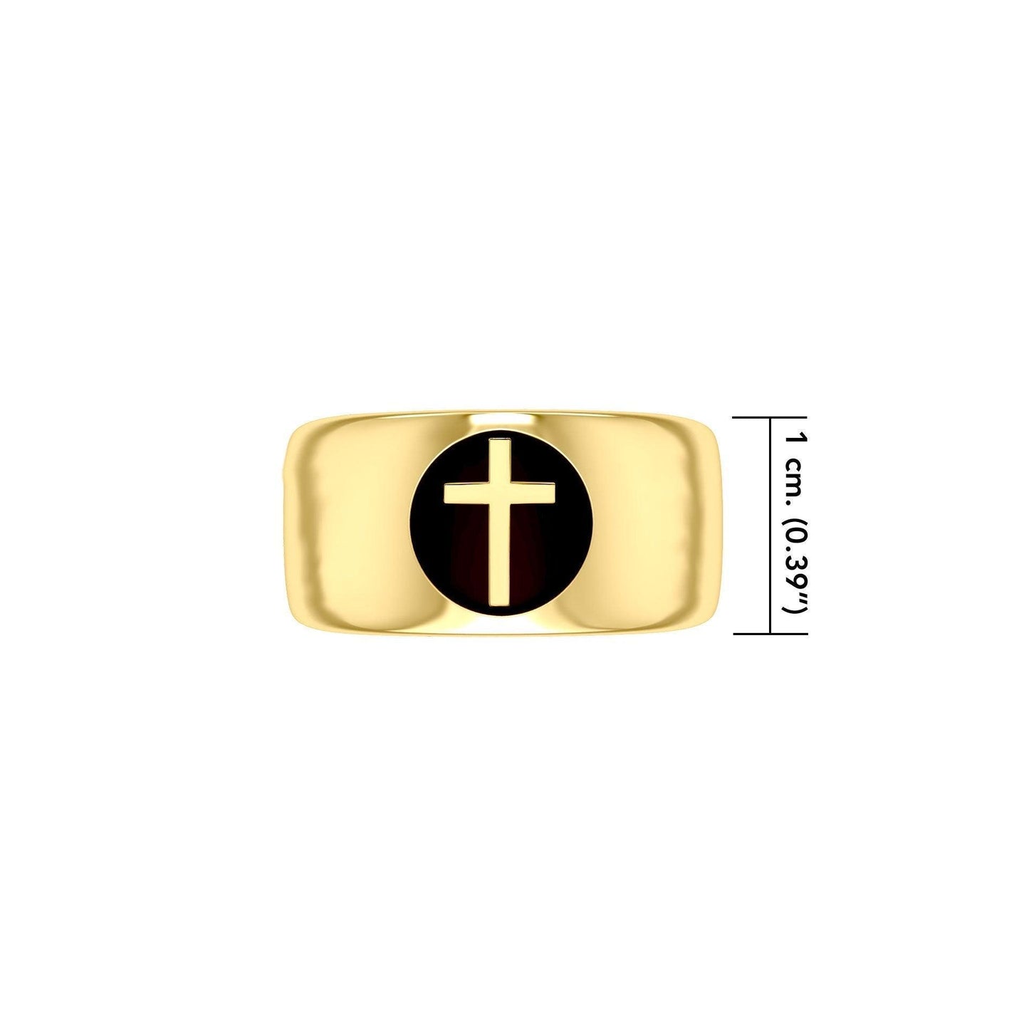 Spiritual Elegance Sterling Silver With 14K Vermeil Plate Faith Cross Men Band Ring with Black Accent by Peter Stone Jewelry VRI2475 - peterstone.dropshipping