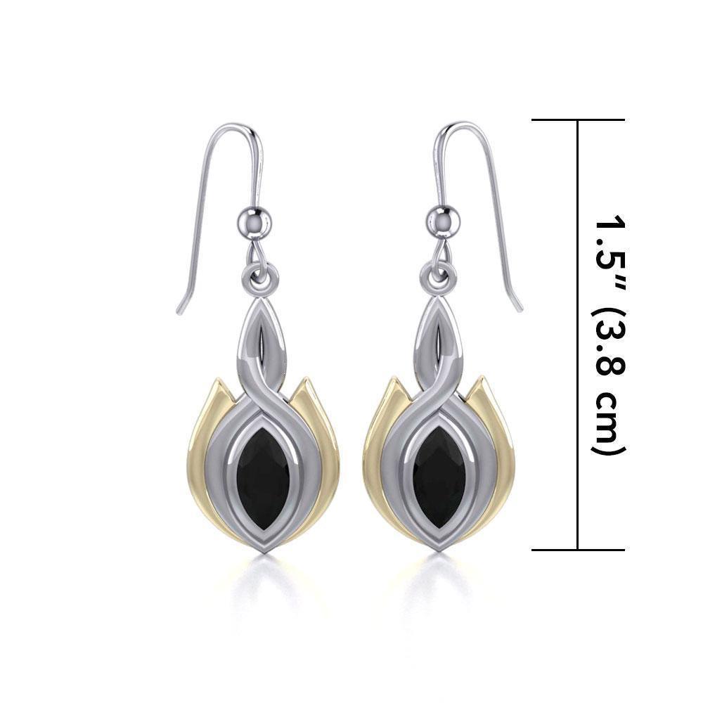 Black Magic Oval Twist Silver & Gold Earrings MER388 Earrings