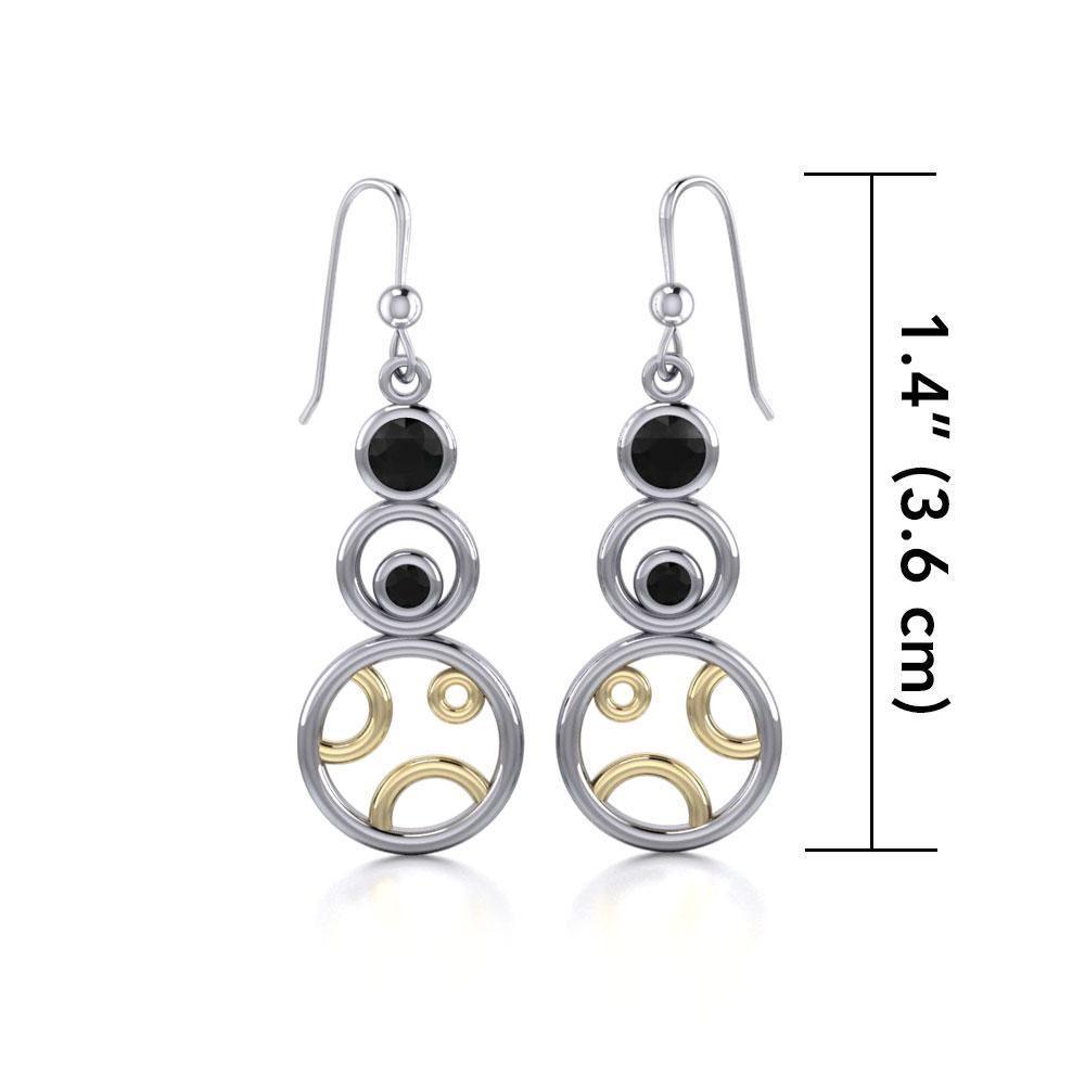 Black Magic Stacked Circle Silver & Gold Earrings MER390 Earrings