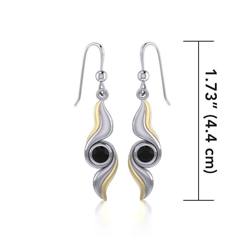 Black Magic Waves Silver & Gold Earrings MER391 Earrings