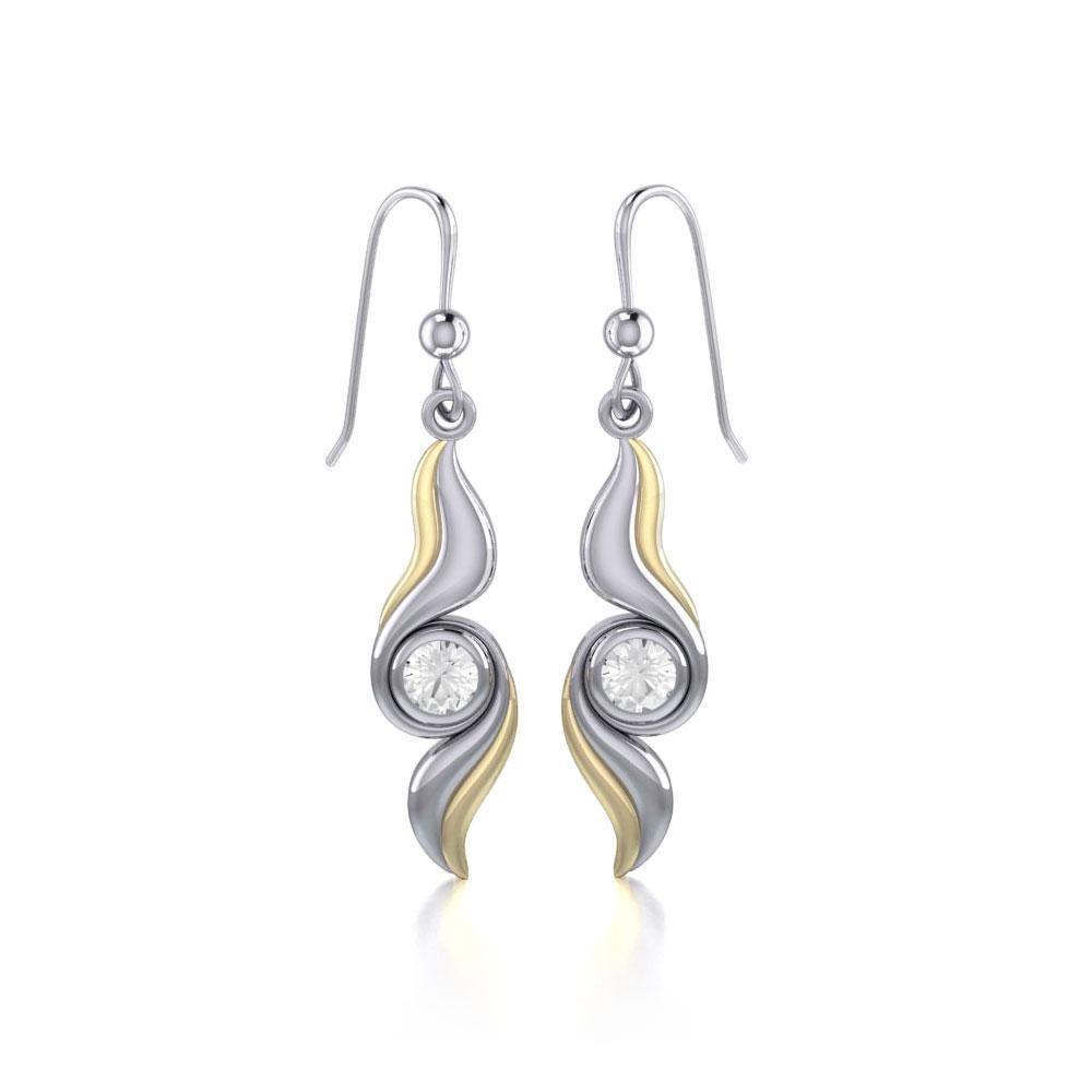 Black Magic Waves Silver & Gold Earrings MER391 Earrings