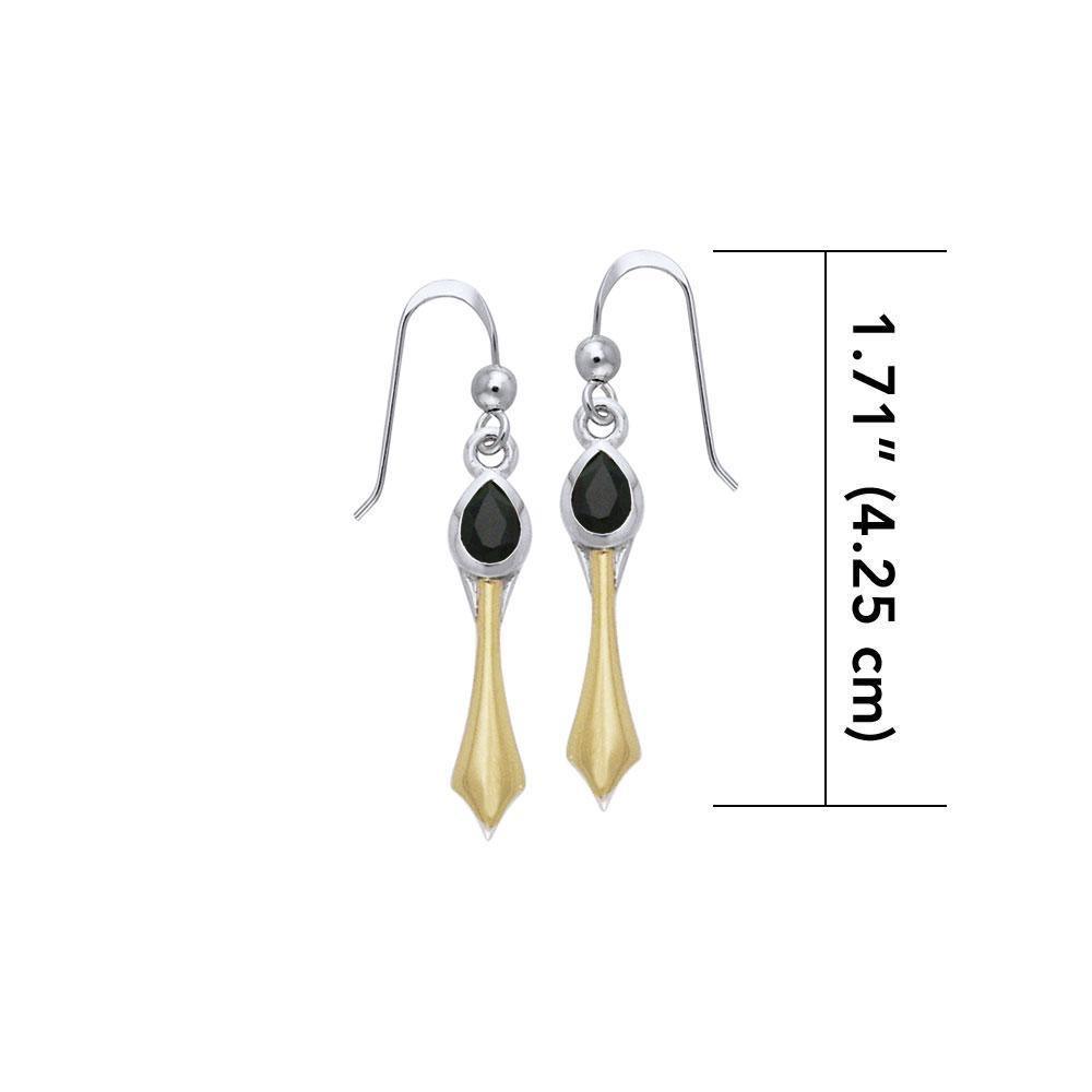 Black Magic Silver & Gold Pendant Earrings MER407 Earrings