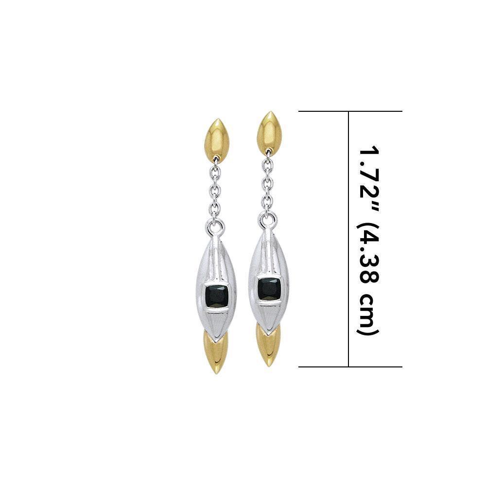 Black Magic Silver & Gold Pendant Earrings MER409 Earrings