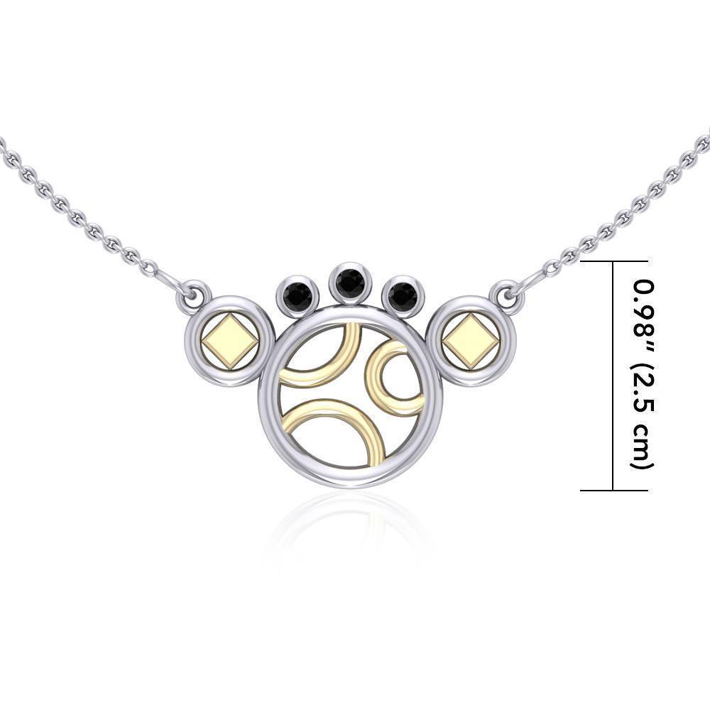 Black Magic Art Deco Silver & Gold Necklace MNC092 Necklace