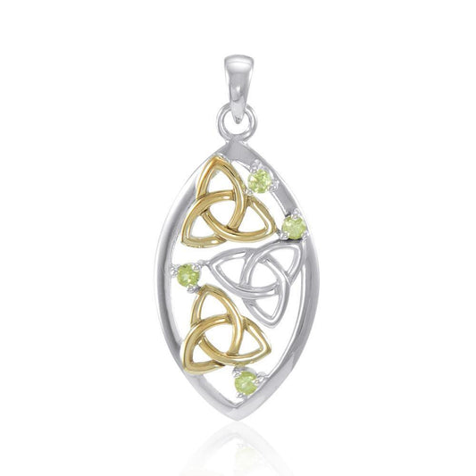 Triple Trinity Knot Silver and 14K Gold Accent with Gemstone Pendant MPD4815 Pendant