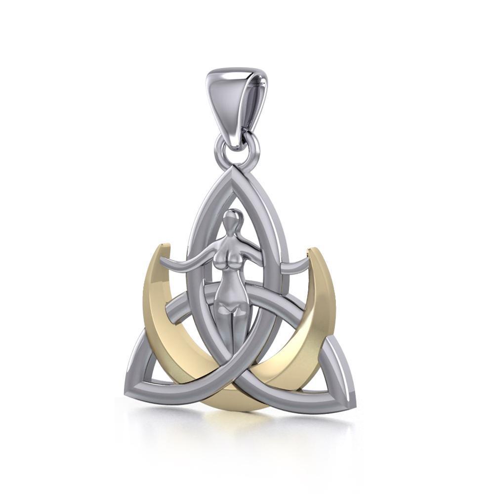 Silver Trinity Goddess Pendant with 14K Gold Vermeil MPD5150 Pendant