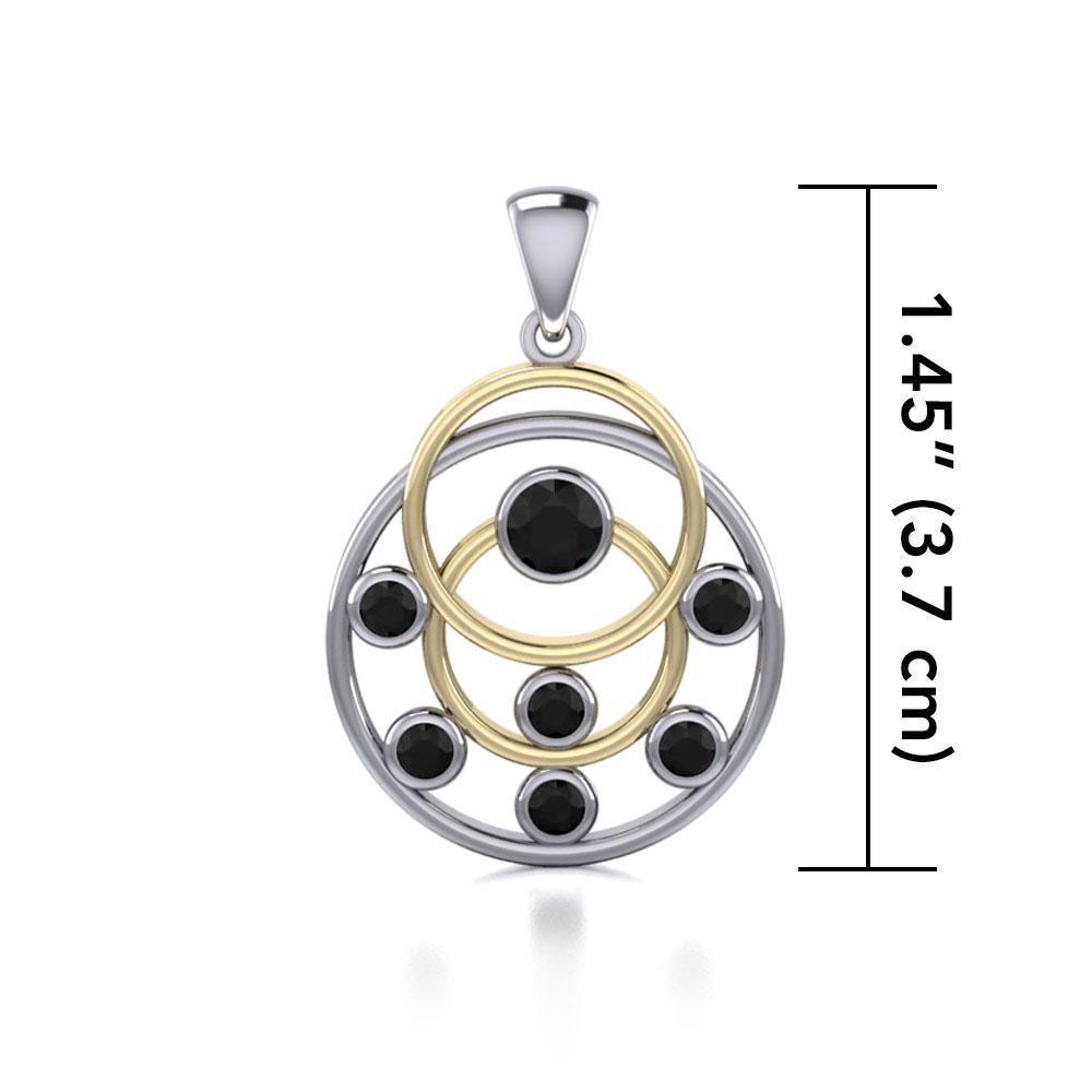 Black Magic Art Deco Circles Silver & Gold Pendant MPD714 Pendant