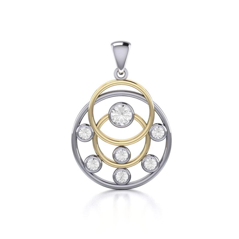 Black Magic Art Deco Circles Silver & Gold Pendant MPD714 Pendant