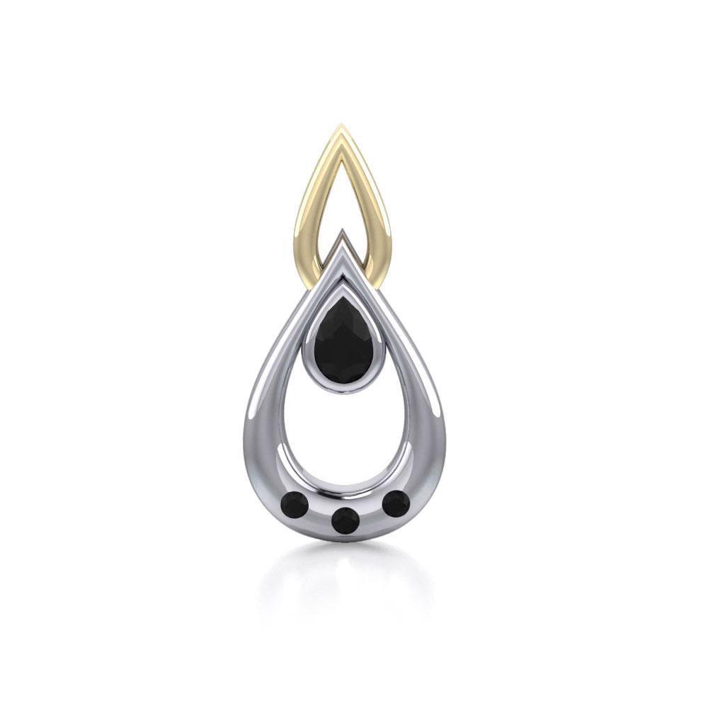 Black Magic Teardrop Silver & Gold Pendant MPD794 Pendant