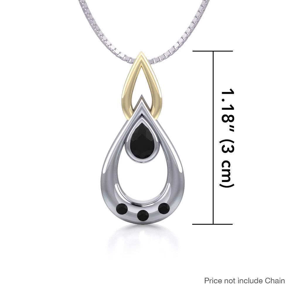 Black Magic Teardrop Silver & Gold Pendant MPD794 Pendant