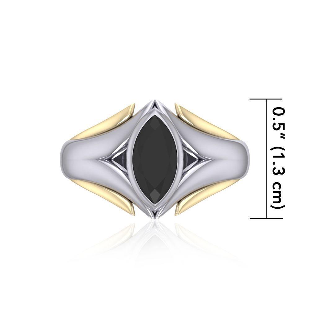 Black Magic Marquis Silver & Gold Ring MRI457 Ring