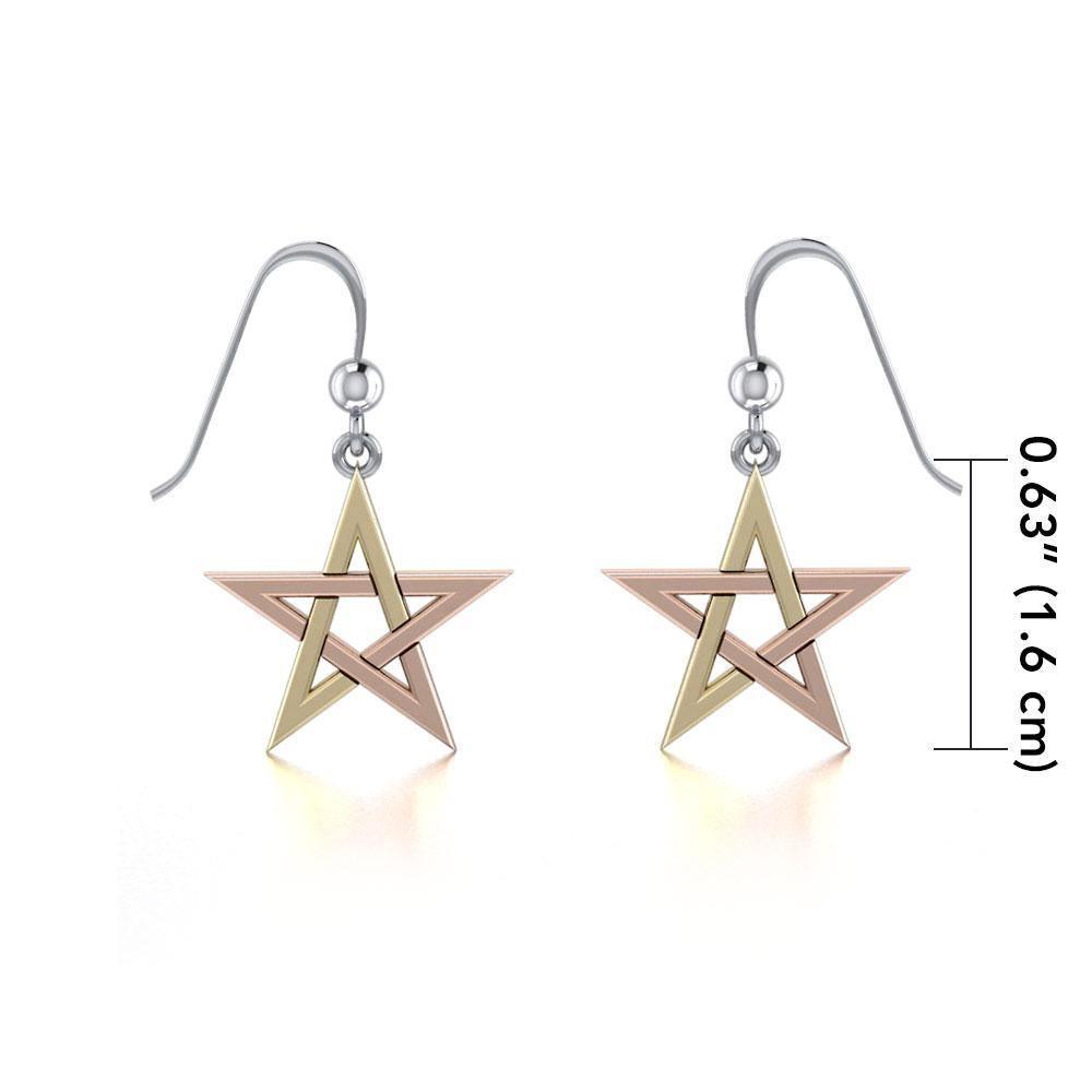 Three Tone Pentagram Pentacle Earrings OTE1171 Earrings