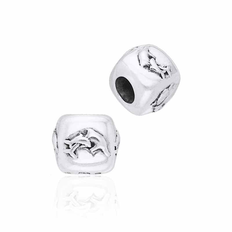 Square Dolphin Silver Bead TBD039 Bead