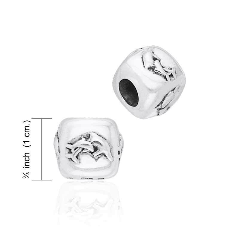 Square Dolphin Silver Bead TBD039 Bead