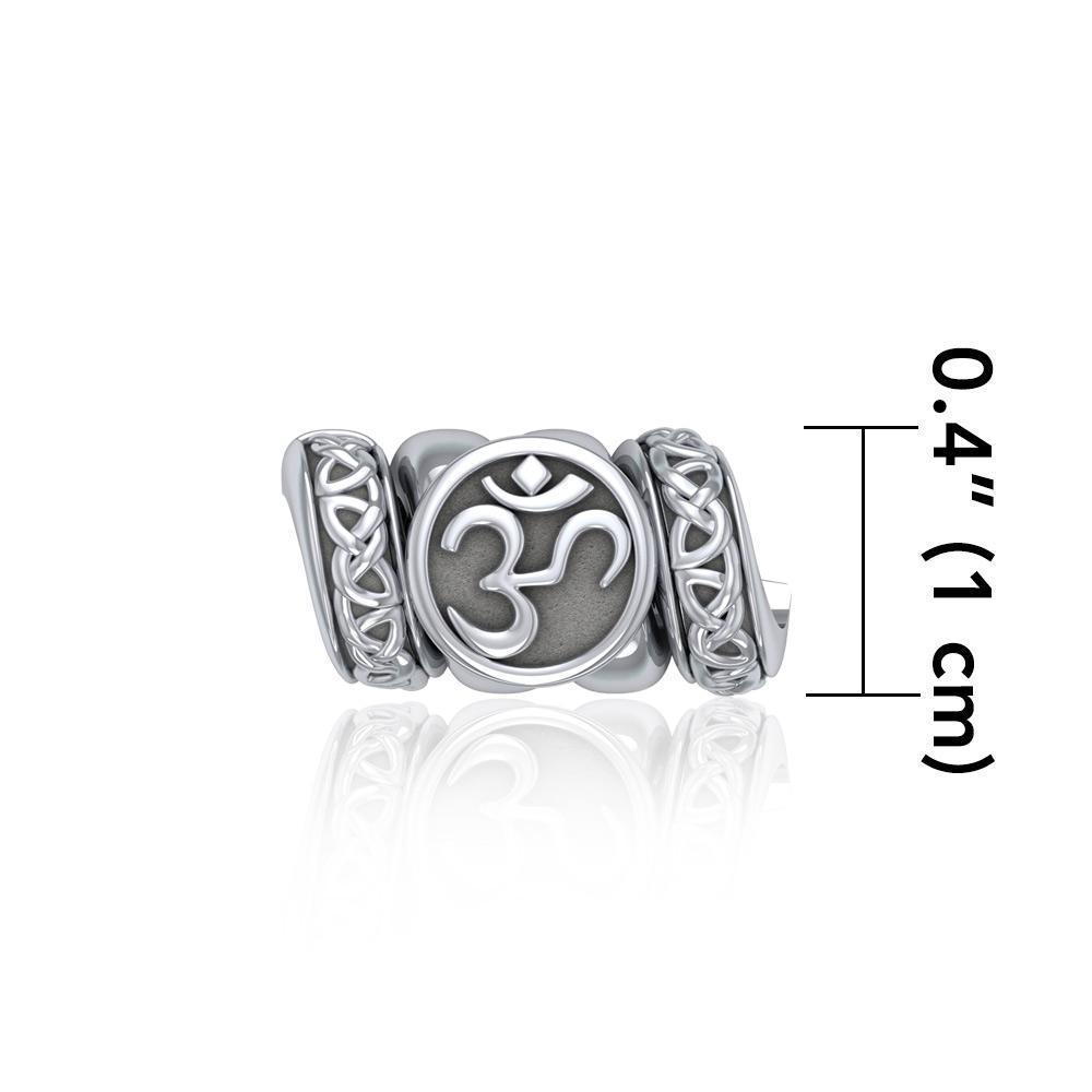 Om Symbol with Celtic Accented Silver Bead TBD364 Bead