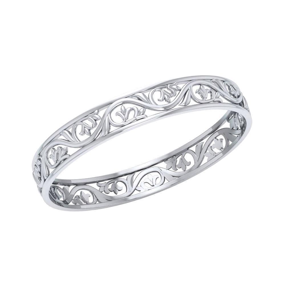 Filigree Leaf Silver Bangle TBG133 Bangle