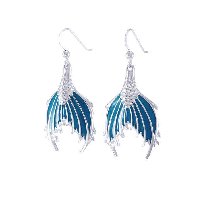 Mermaid Tail with Enamel Sterling Silver Earring TER1646