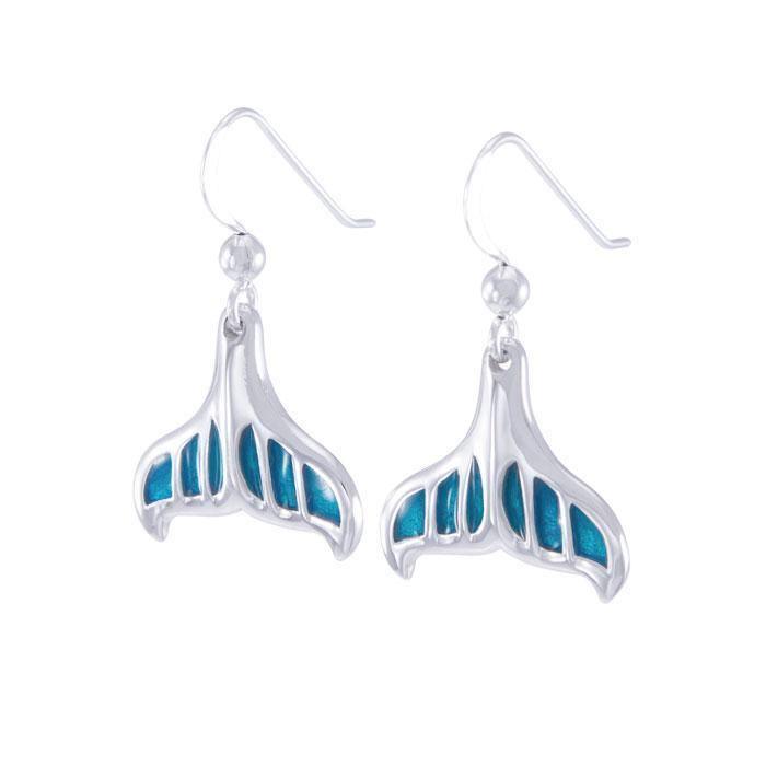 Whale Tail with Enamel Sterling Silver Earring TER1648 Earrings