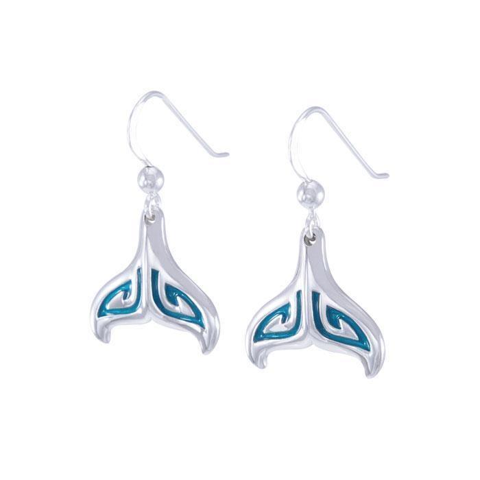 Whale Tail with Enamel Sterling Silver Earring TER1649 Earrings