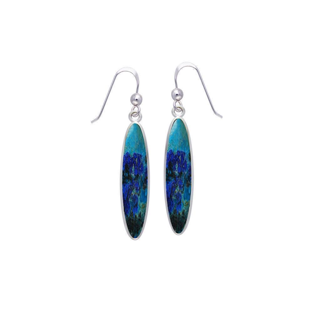 Modern Long Oval Inlaid Silver Earrings TER436 Earrings