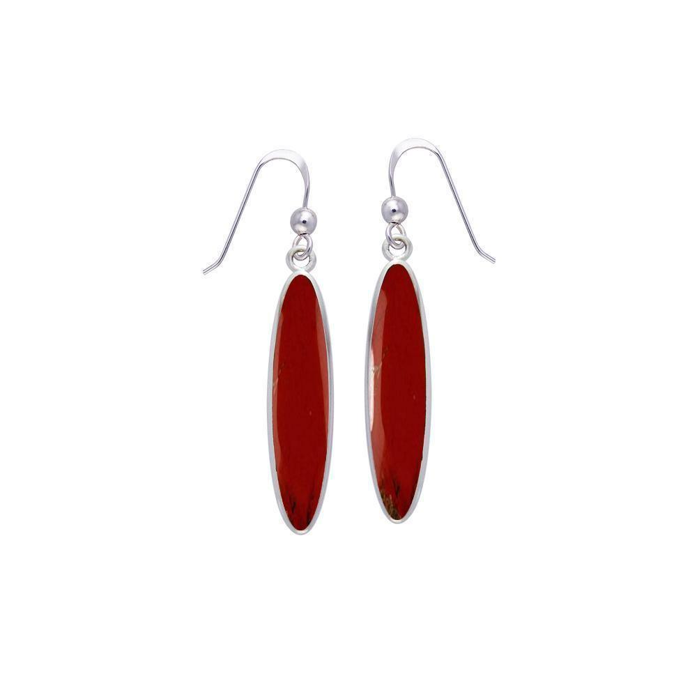 Modern Long Oval Inlaid Silver Earrings TER436 Earrings