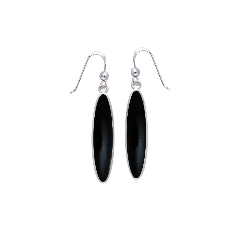 Modern Long Oval Inlaid Silver Earrings TER436 Earrings