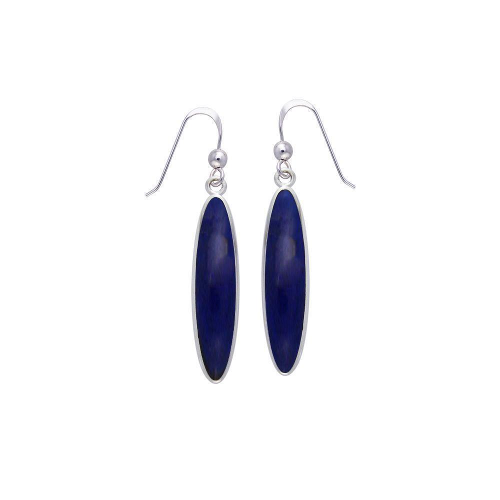 Modern Long Oval Inlaid Silver Earrings TER436 Earrings