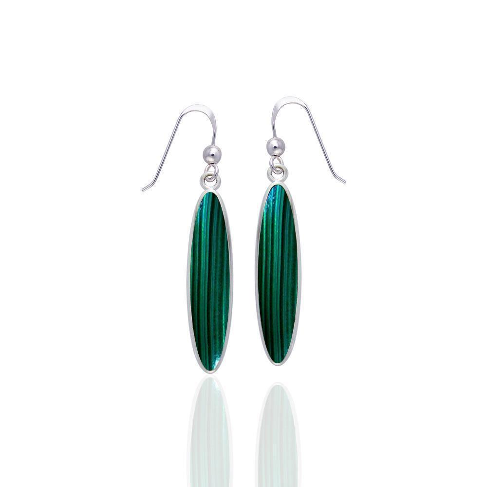 Modern Long Oval Inlaid Silver Earrings TER436 Earrings