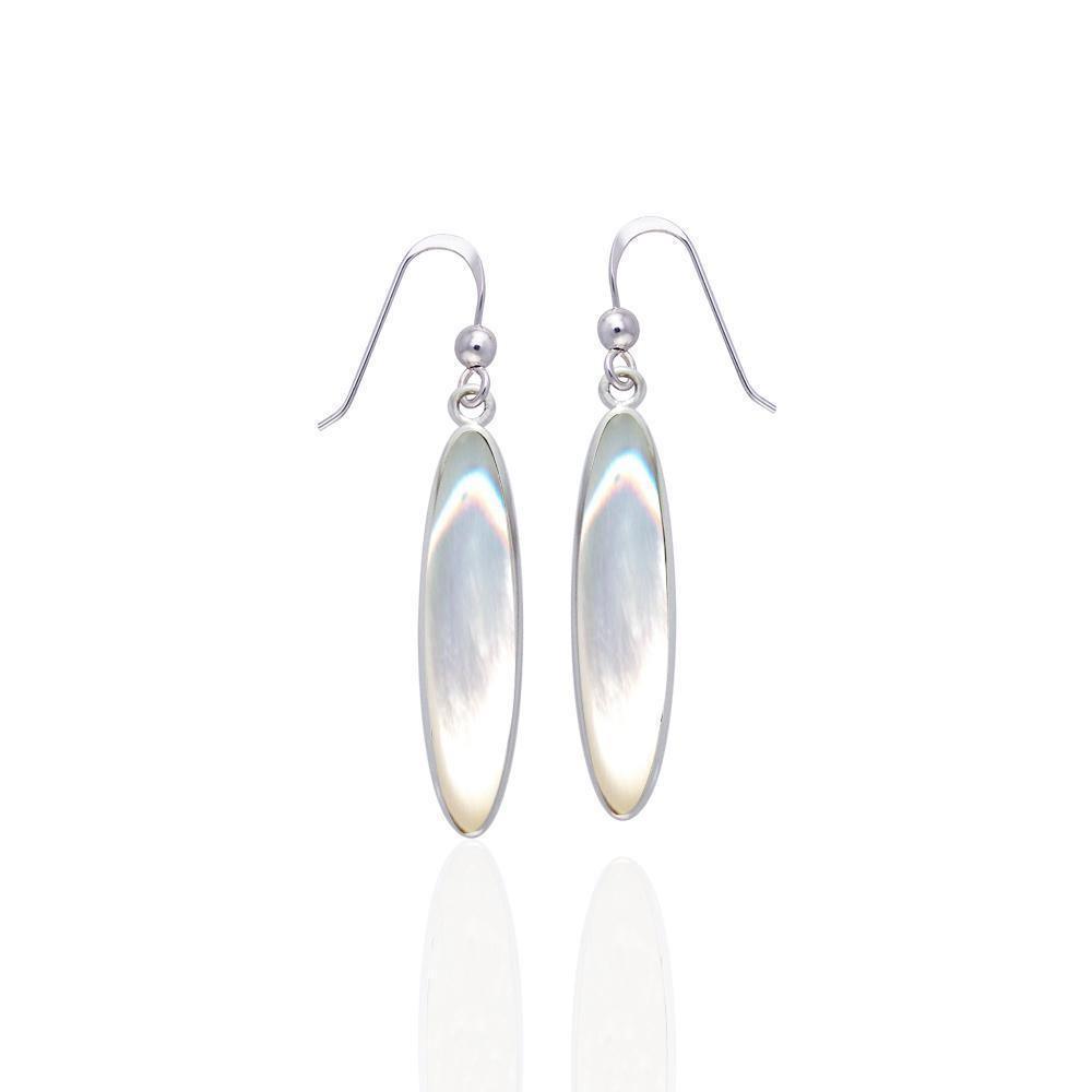 Modern Long Oval Inlaid Silver Earrings TER436 Earrings