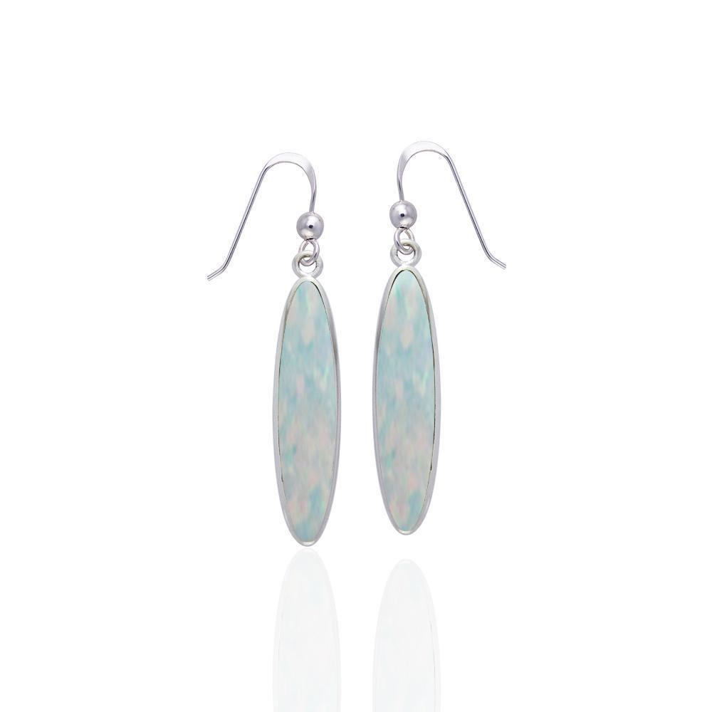 Modern Long Oval Inlaid Silver Earrings TER436 Earrings