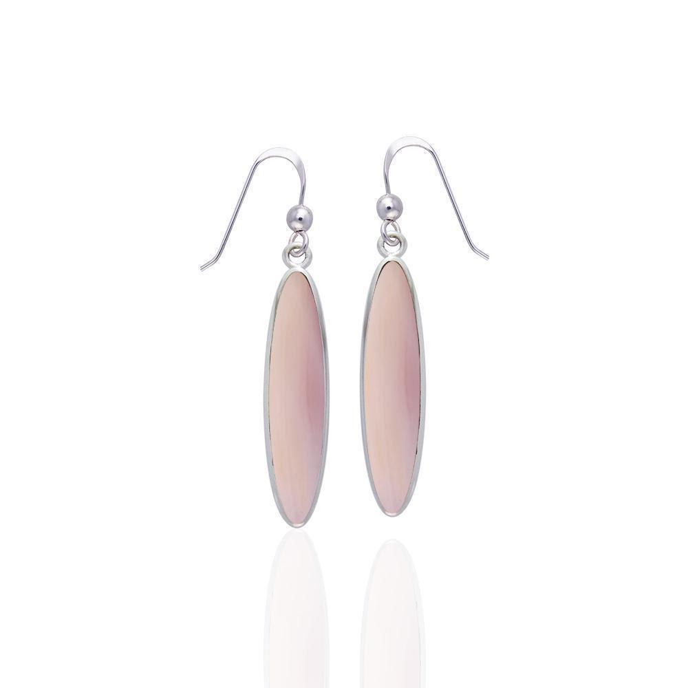 Modern Long Oval Inlaid Silver Earrings TER436 Earrings