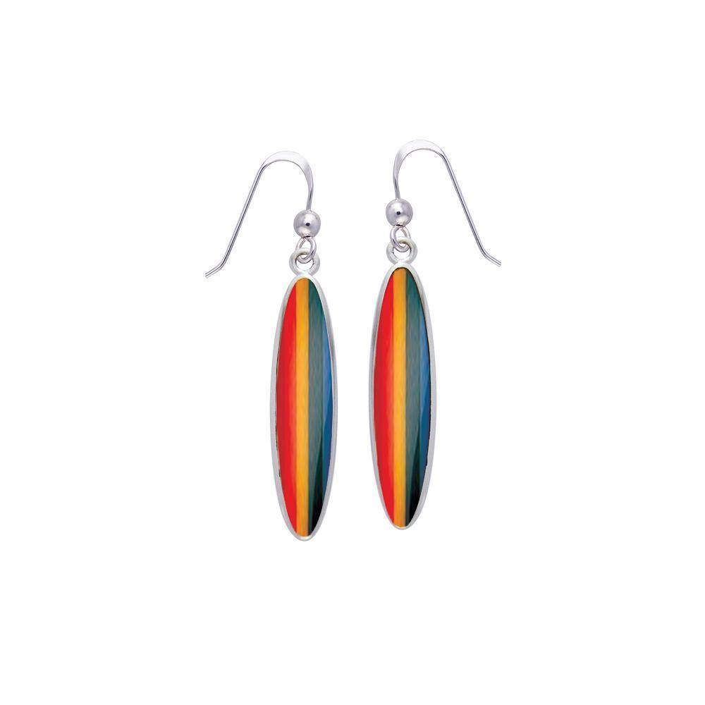 Modern Long Oval Inlaid Silver Earrings TER436 Earrings