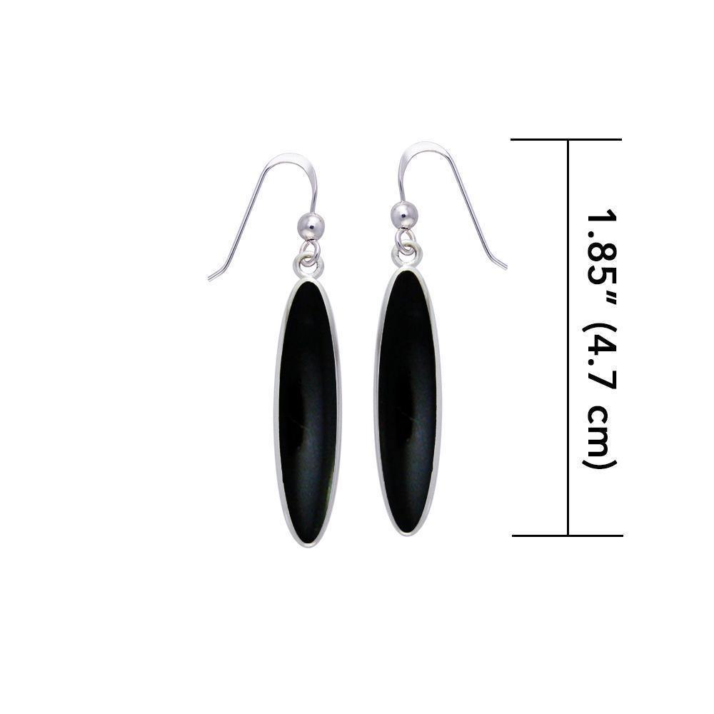 Modern Long Oval Inlaid Silver Earrings TER436 Earrings