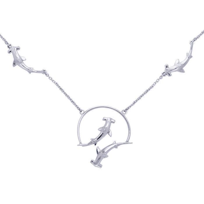 Quadruple Hammerhead Shark Sterling Silver Necklace TNC296 Necklace