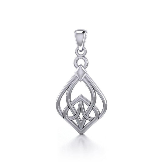 Celtic Knotwork Silver Teardrop Pendant TP092