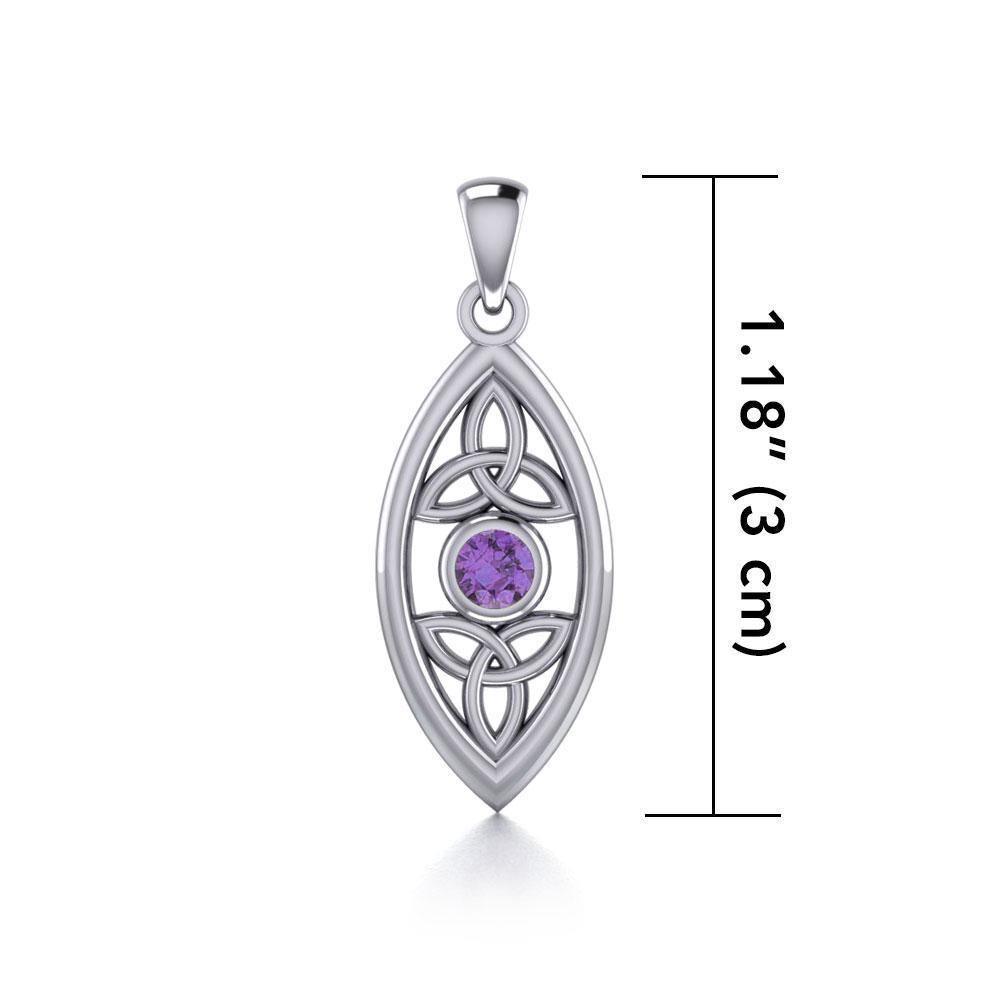 The everlasting power of the Holy Trinity ~ Sterling Silver Celtic Triquetra Pendant Jewelry with Gemstone TP1147 Pendant