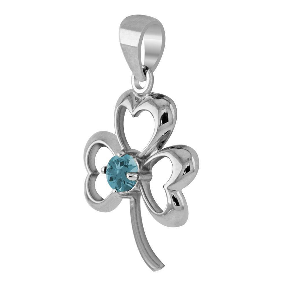 Finest beauty ~ Sterling Silver Jewelry Shamrock Pendant with Center Gemstone TP3105 Pendant