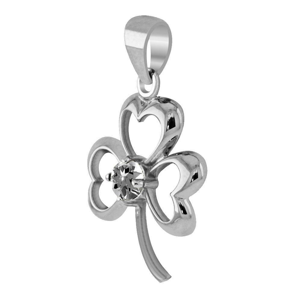 Finest beauty ~ Sterling Silver Jewelry Shamrock Pendant with Center Gemstone TP3105 Pendant