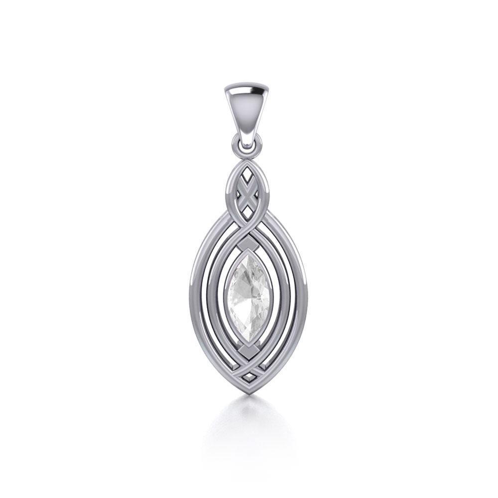 Celtic Knotwork Inspired Silver Pendant with Gem TP860 Pendant