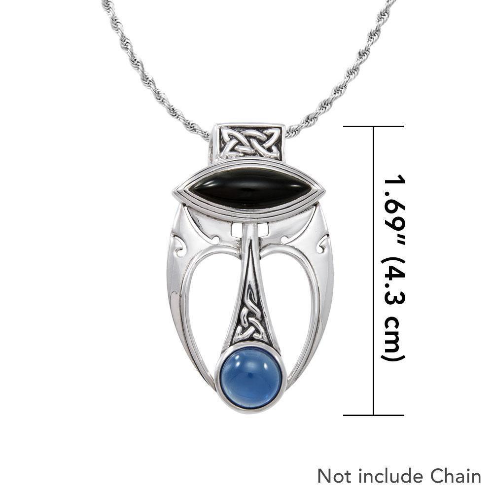 An elegant fusion of art ~ Sterling Silver Celtic Maori Pendant Jewelry with Gemstone Centerpiece TPD1213 Pendant