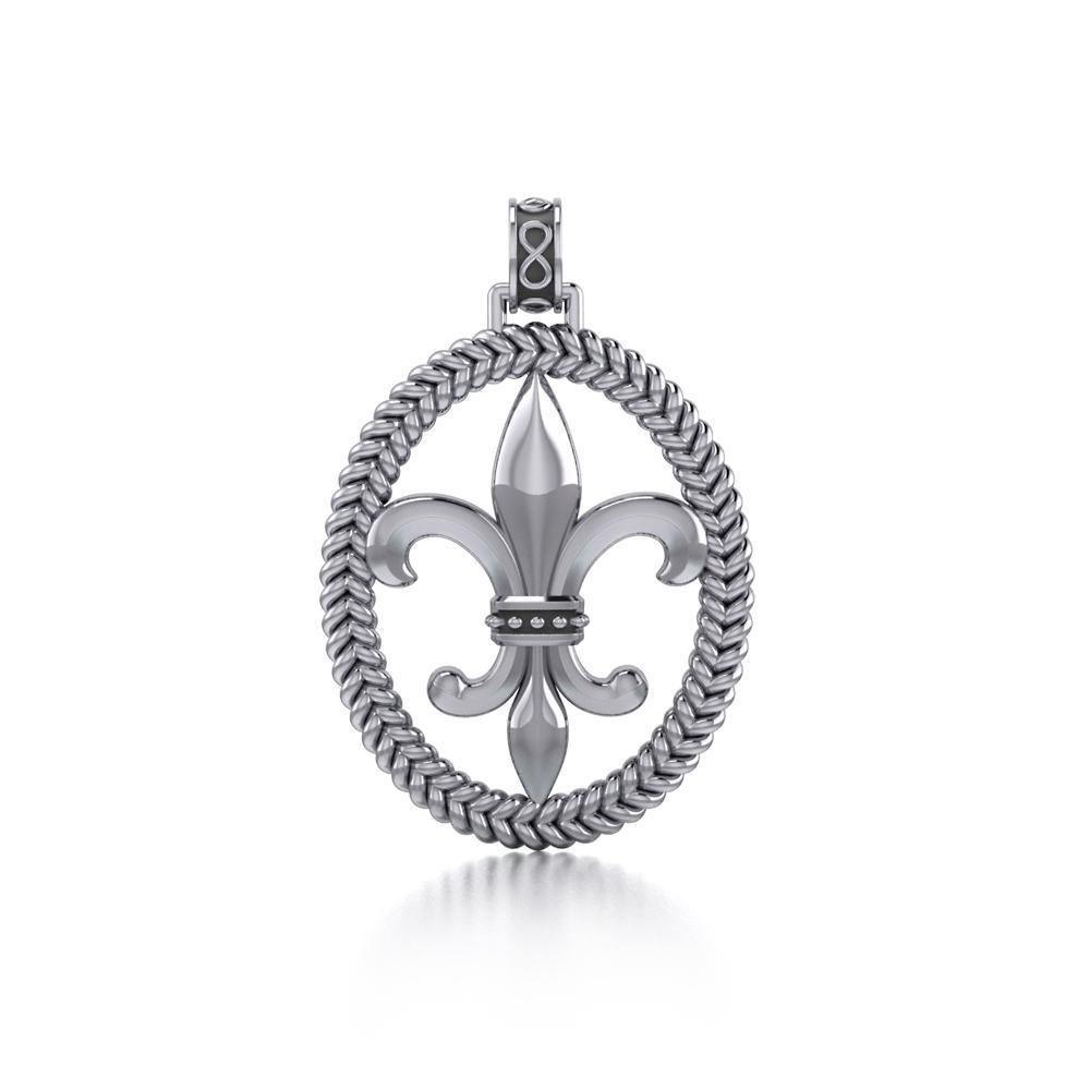 Honoring the noble symbolism of Fleur-de-Lis ~ Sterling Silver Jewelry Fleur-de-Lis Braided Pendant TPD323 Pendant